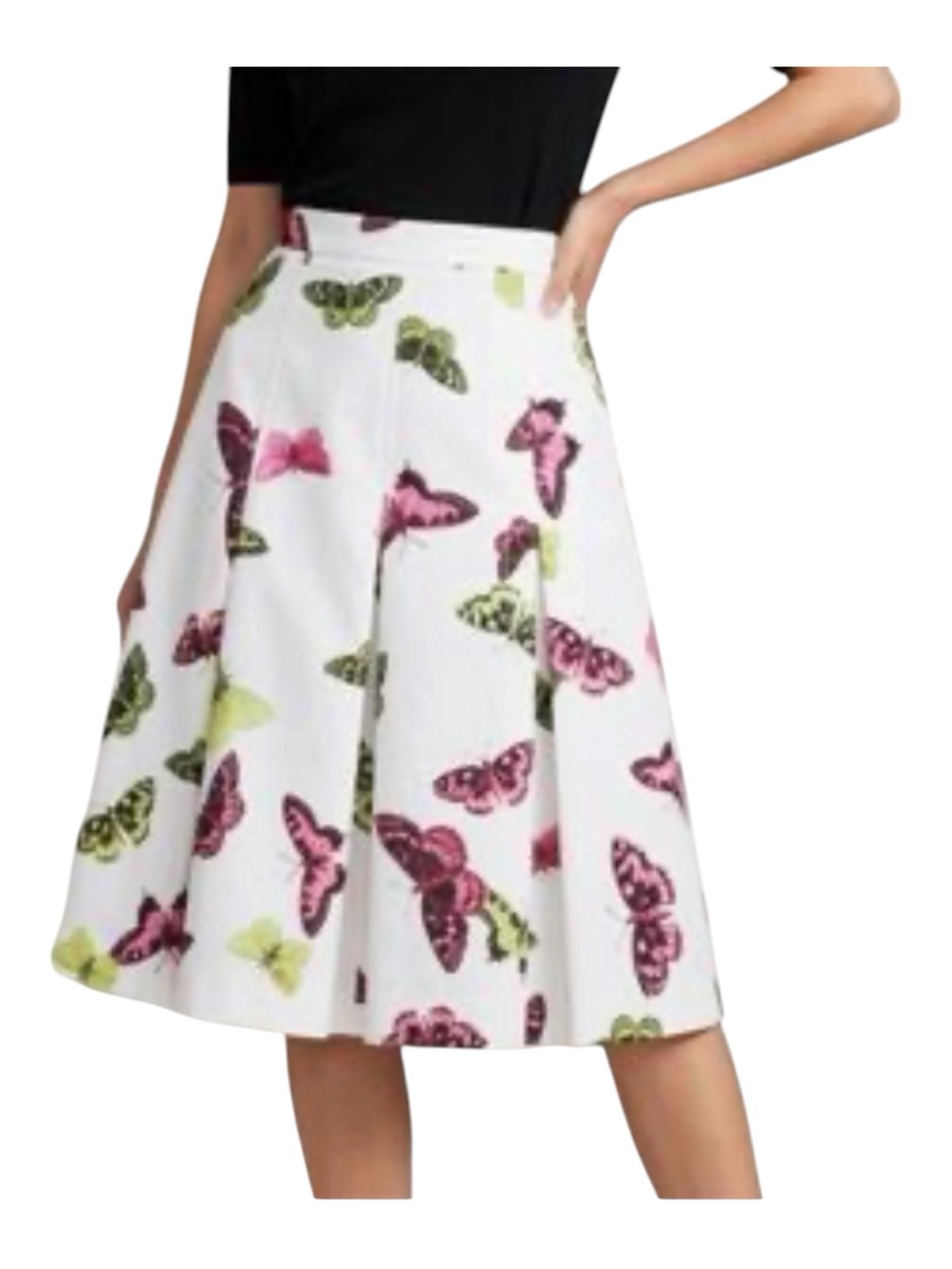 TALBOTS Pink and Green Butterfly Print Skirt